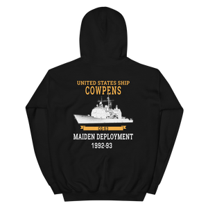 USS Cowpens (CG-63) 1992-93 Maiden Deployment Hoodie – back view, black