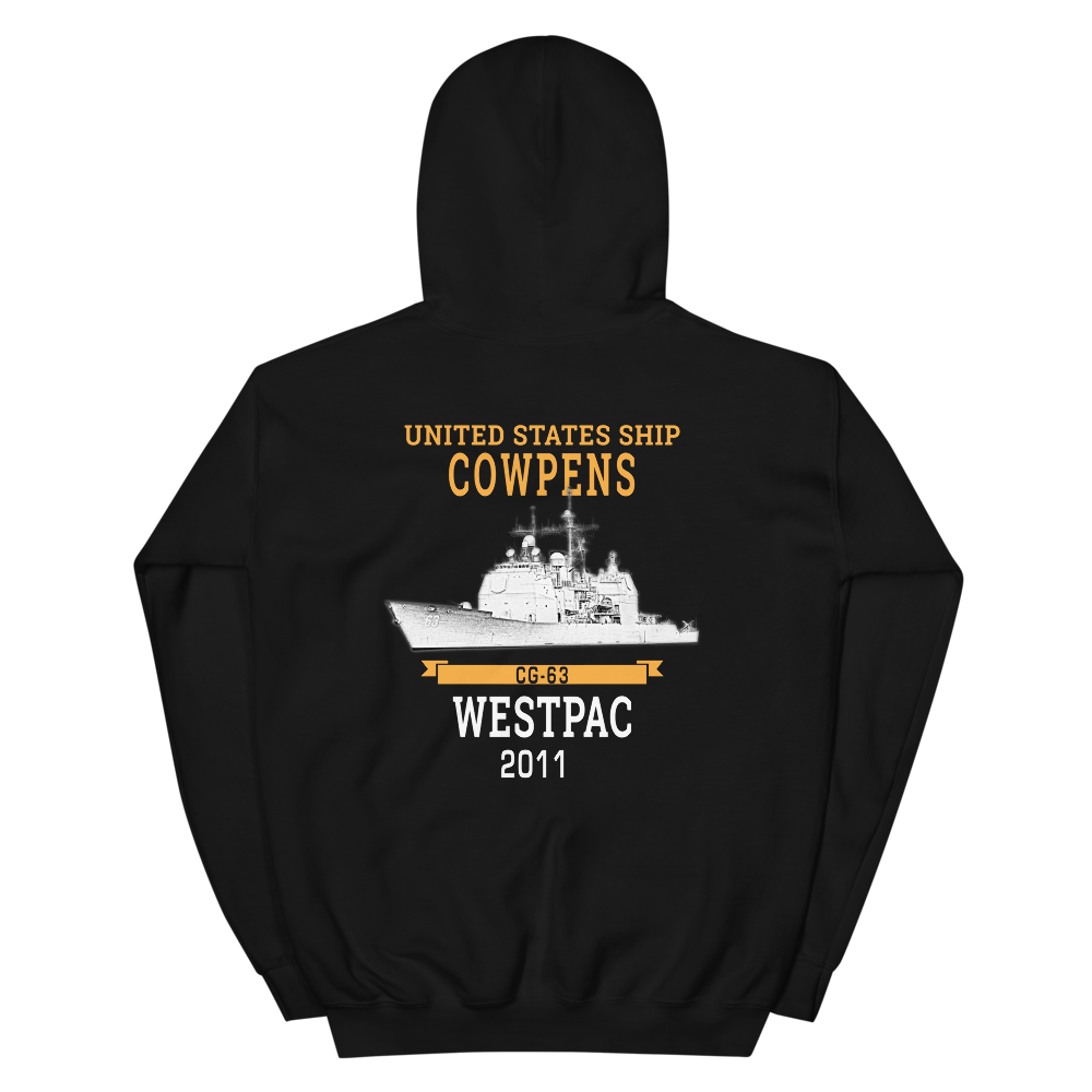USS Cowpens (CG-63) 2011 WESTPAC Hoodie – back view, black