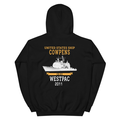 USS Cowpens (CG-63) 2011 WESTPAC Hoodie – back view, black