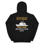USS Gettysburg (CG-64) 1998-99 MED/IO Hoodie – back view, black