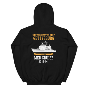 USS Gettysburg (CG-64) 2013-14 MED Hoodie – back view, black