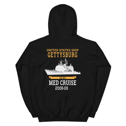 USS Gettysburg (CG-64) 2008-09 MED Hoodie – back view, black