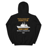 USS Princeton (CG-59) 1991 WESTPAC/IO/Persian Gulf Unisex Hoodie – back view, black