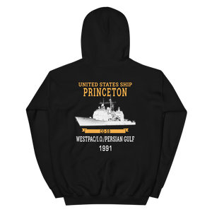 USS Princeton (CG-59) 1991 WESTPAC/IO/Persian Gulf Unisex Hoodie – back view, black