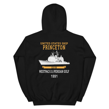 USS Princeton (CG-59) 1991 WESTPAC/IO/Persian Gulf Unisex Hoodie – back view, black
