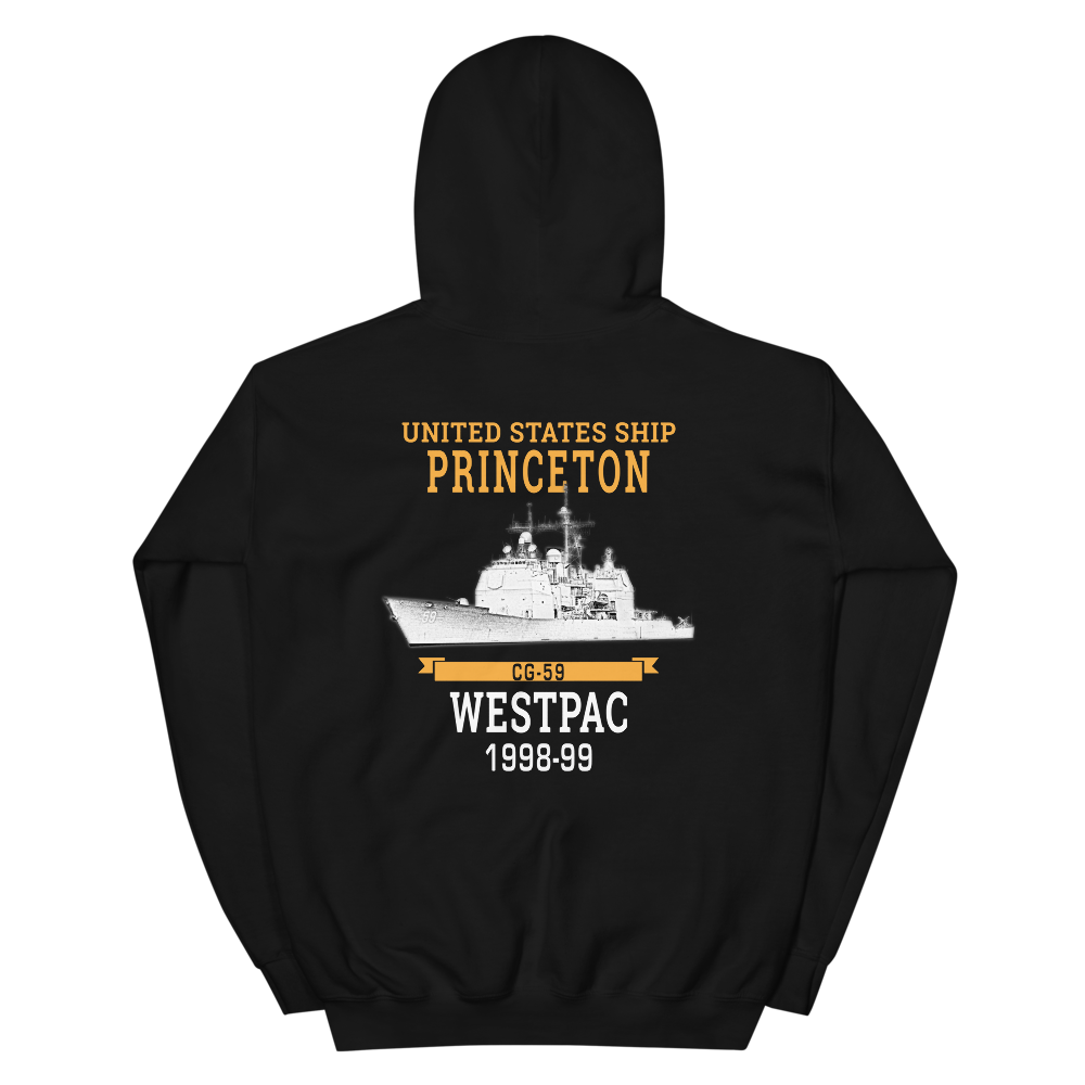 USS Princeton (CG-59) 1998-99 WESTPAC Unisex Hoodie – back view, black