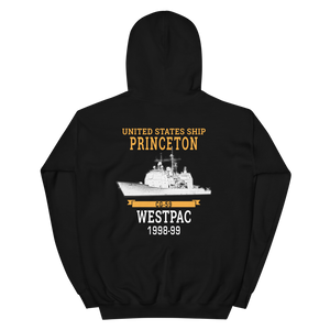 USS Princeton (CG-59) 1998-99 WESTPAC Unisex Hoodie – back view, black