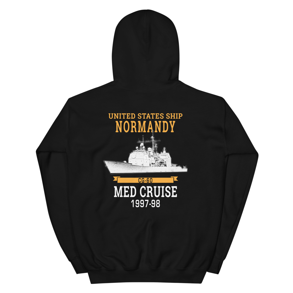 USS Normandy (CG-60) 1997-98 MED Unisex Hoodie – back view, black