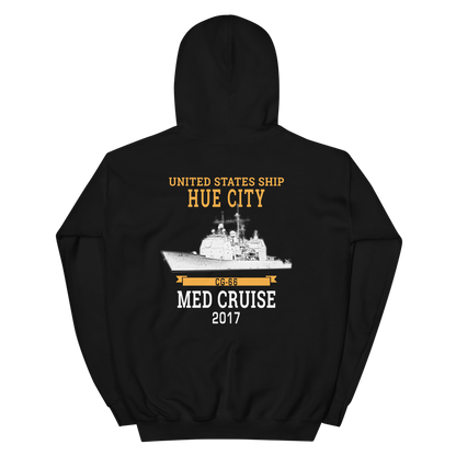 USS Hue City (CG-66) 2017 MED Unisex Hoodie – back view, black