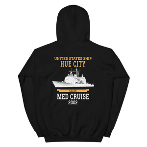 USS Hue City (CG-66) 2002 MED Unisex Hoodie – back view, black