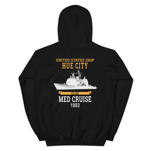 USS Hue City (CG-66) 1993 MED Unisex Hoodie – back view, black