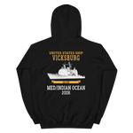 USS Vicksburg (CG-69) 2006 MED/IO Unisex Hoodie – back view, black