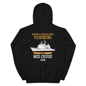 USS Vicksburg (CG-69) 1998 MED Unisex Hoodie – back view, black
