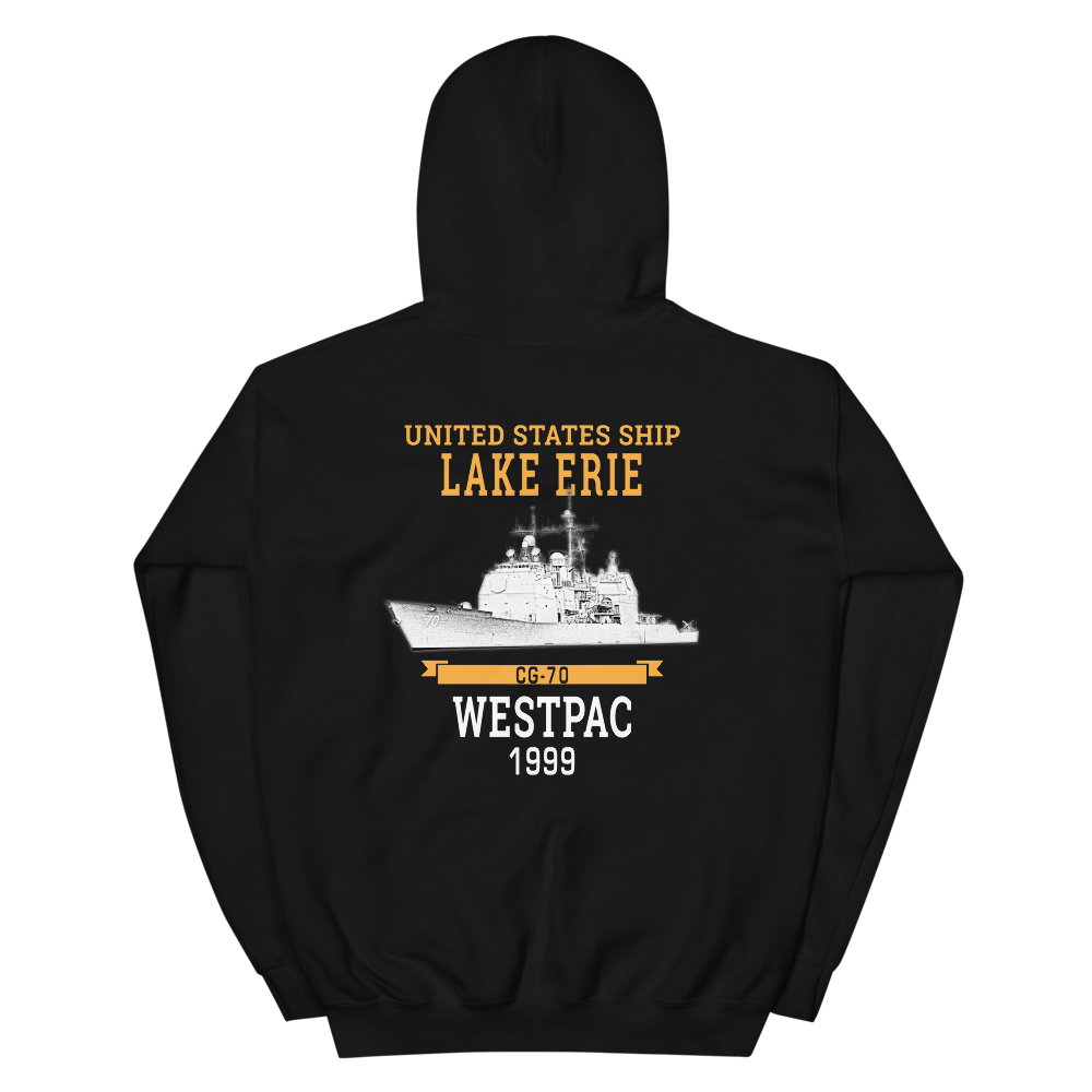 USS Lake Erie (CG-70) 1999 WESTPAC Unisex Hoodie – back view, black