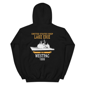 USS Lake Erie (CG-70) 1999 WESTPAC Unisex Hoodie – back view, black