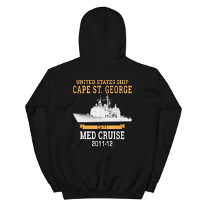 USS Cape St. George (CG-71) 2011-12 MED Unisex Hoodie – back view, black