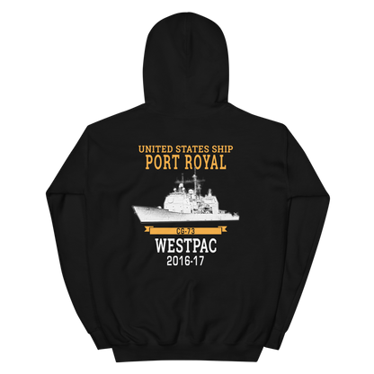 USS Port Royal (CG-73) 2016-17 WESTPAC Unisex Hoodie – back view, black