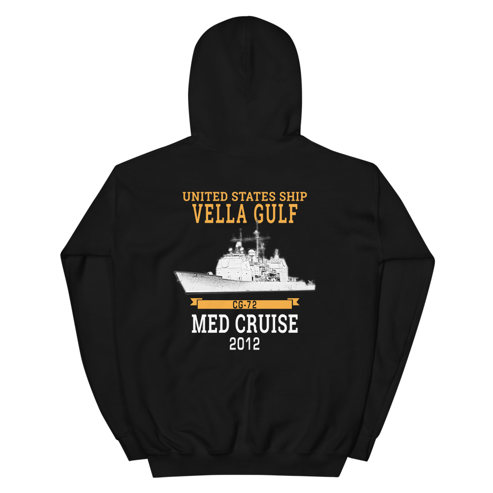 USS Vella Gulf (CG-72) 2012 MED Unisex Hoodie – back view, black