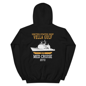 USS Vella Gulf (CG-72) 2010 MED Unisex Hoodie – back view, black