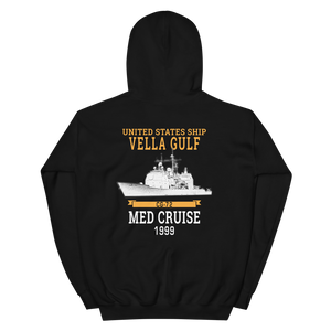 USS Vella Gulf (CG-72) 1999 MED Unisex Hoodie – back view, black