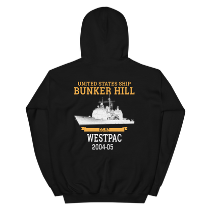 USS Bunker Hill (CG-52) 2004-05 WESTPAC Unisex Hoodie – back view, black