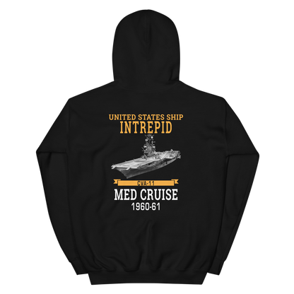 USS Intrepid (CVA-11) 1960-61 WESTPAC Unisex Hoodie – back view, black