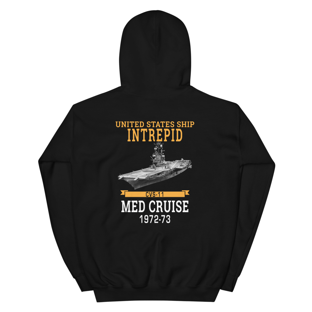 USS Intrepid (CVS-11) 1972-73 MED Hoodie – back view, black
