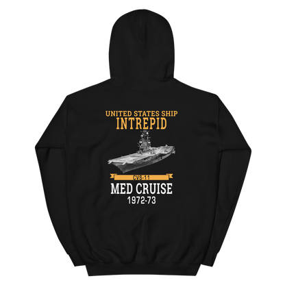 USS Intrepid (CVS-11) 1972-73 MED Hoodie – back view, black