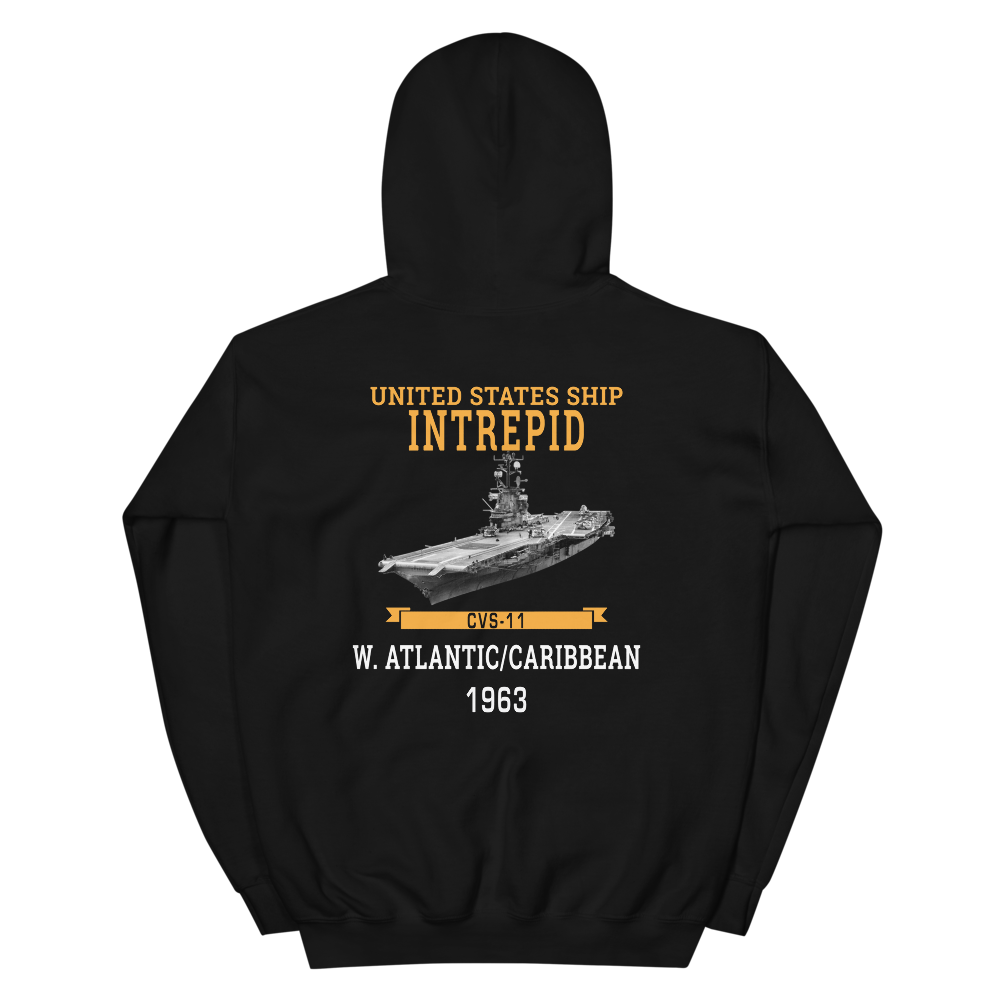 USS Intrepid (CVS-11) 1963 W. Atlantic/Caribbean Hoodie – back view, black
