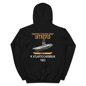 USS Intrepid (CVS-11) 1963 W. Atlantic/Caribbean Hoodie – back view, black