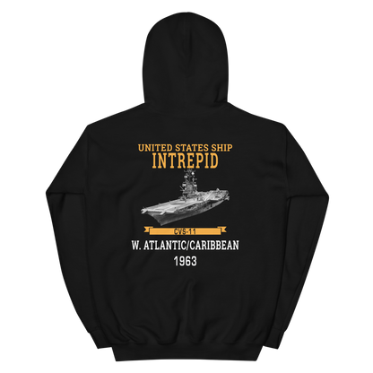 USS Intrepid (CVS-11) 1963 W. Atlantic/Caribbean Hoodie – back view, black
