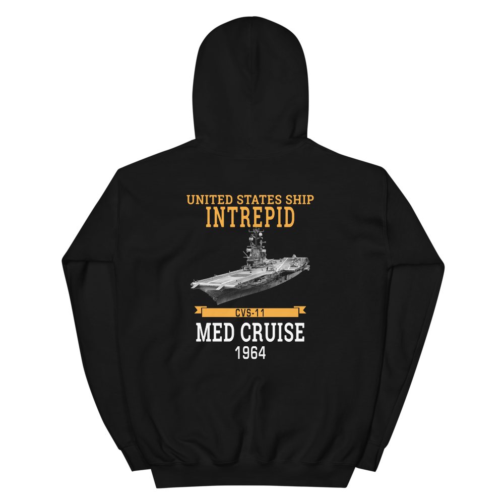 USS Intrepid (CVS-11) 1964 MED Hoodie – back view, black