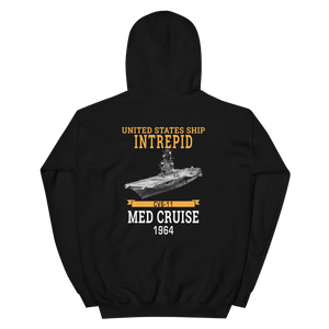 USS Intrepid (CVS-11) 1964 MED Hoodie – back view, black