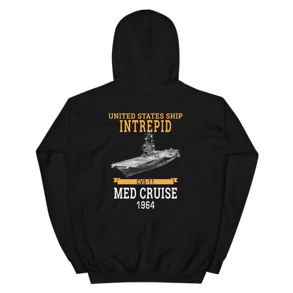 USS Intrepid (CVS-11) 1964 MED Hoodie – back view, black