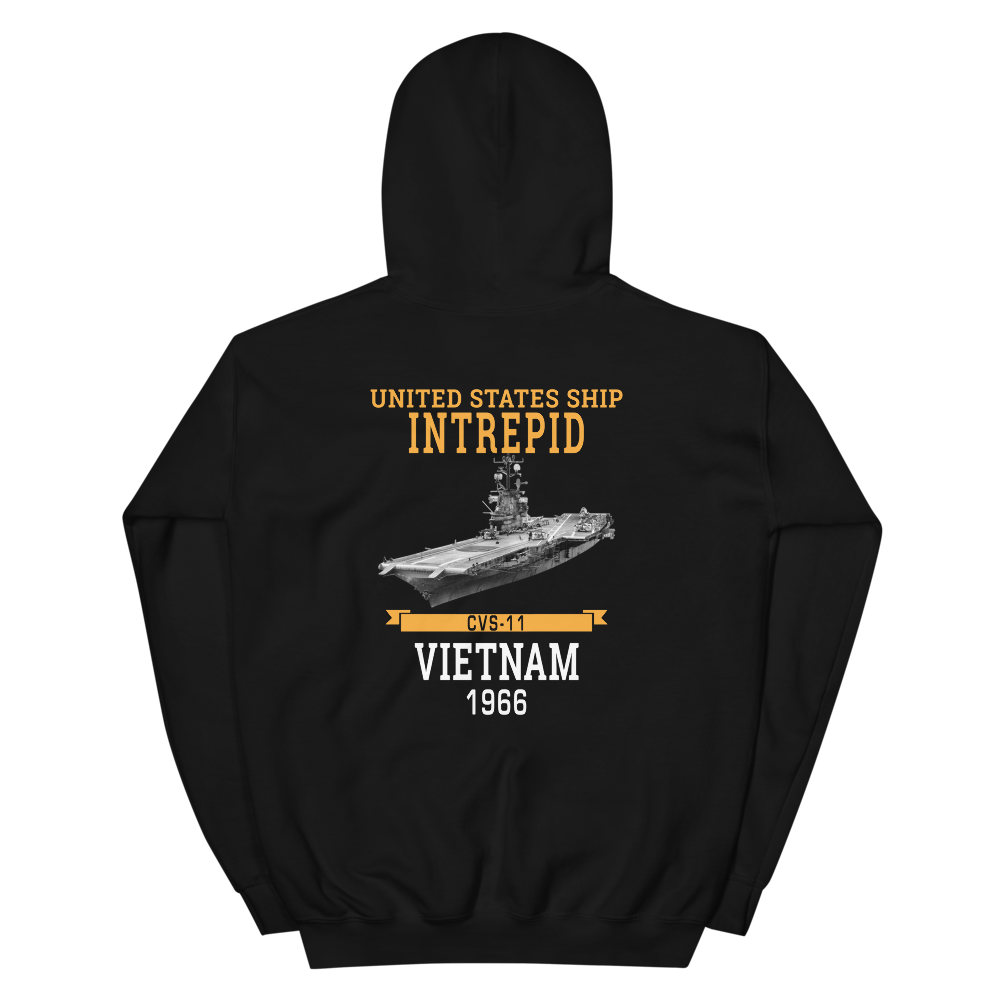 USS Intrepid (CVS-11) 1966 Vietnam Hoodie – back view, black