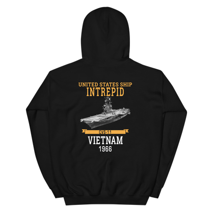 USS Intrepid (CVS-11) 1966 Vietnam Hoodie – back view, black