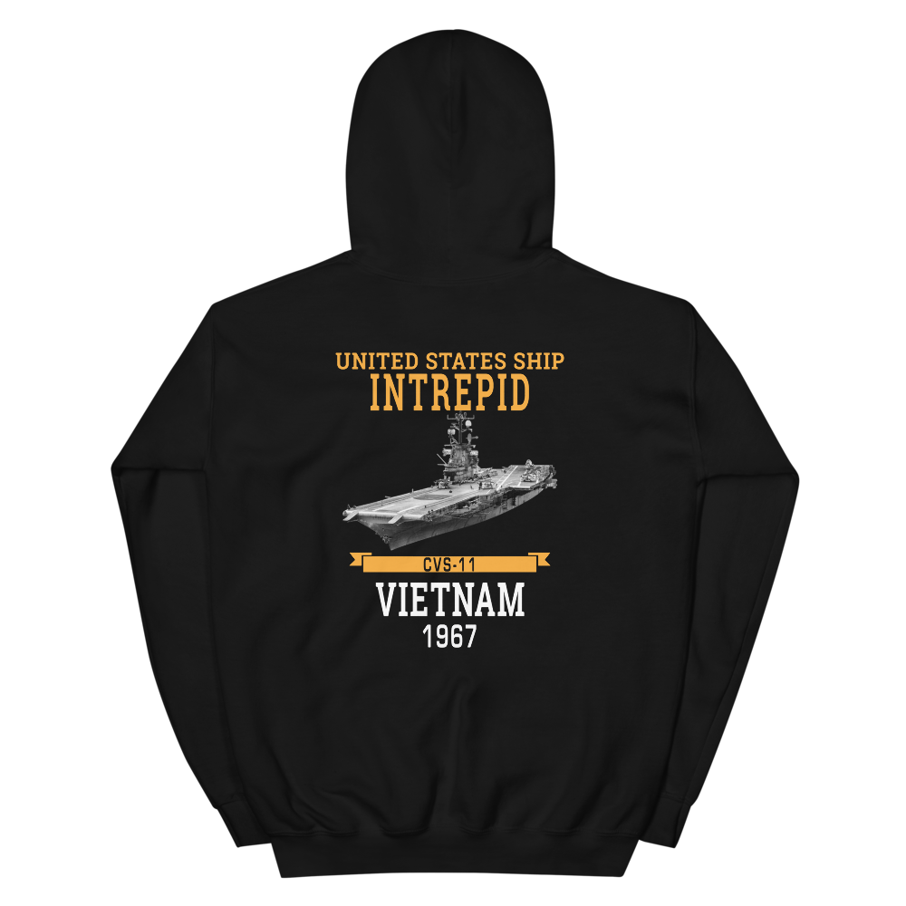 USS Intrepid (CVS-11) 1967 Vietnam Hoodie – back view, black