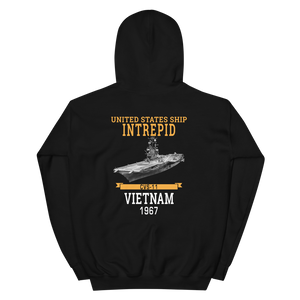 USS Intrepid (CVS-11) 1967 Vietnam Hoodie – back view, black