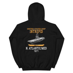 USS Intrepid (CVS-11) 1971 N.Atlantic/MED Hoodie – back view, black