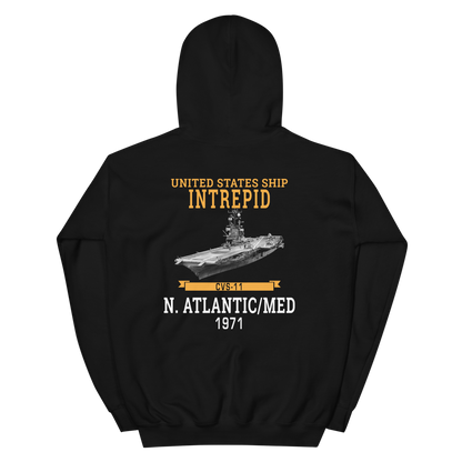 USS Intrepid (CVS-11) 1971 N.Atlantic/MED Hoodie – back view, black