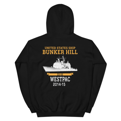 USS Bunker Hill (CG-52) 2014-15 WESTPAC Hoodie – back view, black