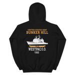 USS Bunker Hill (CG-52) 1992 WESTPAC/IO Unisex Hoodie – back view, black