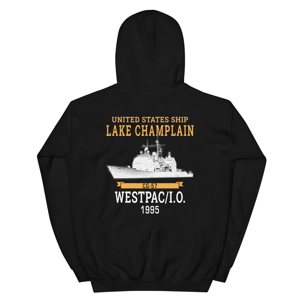USS Lake Champlain (CG-57) 1995 Unisex Hoodie – back view, black