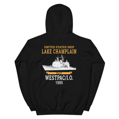 USS Lake Champlain (CG-57) 1995 Unisex Hoodie – back view, black