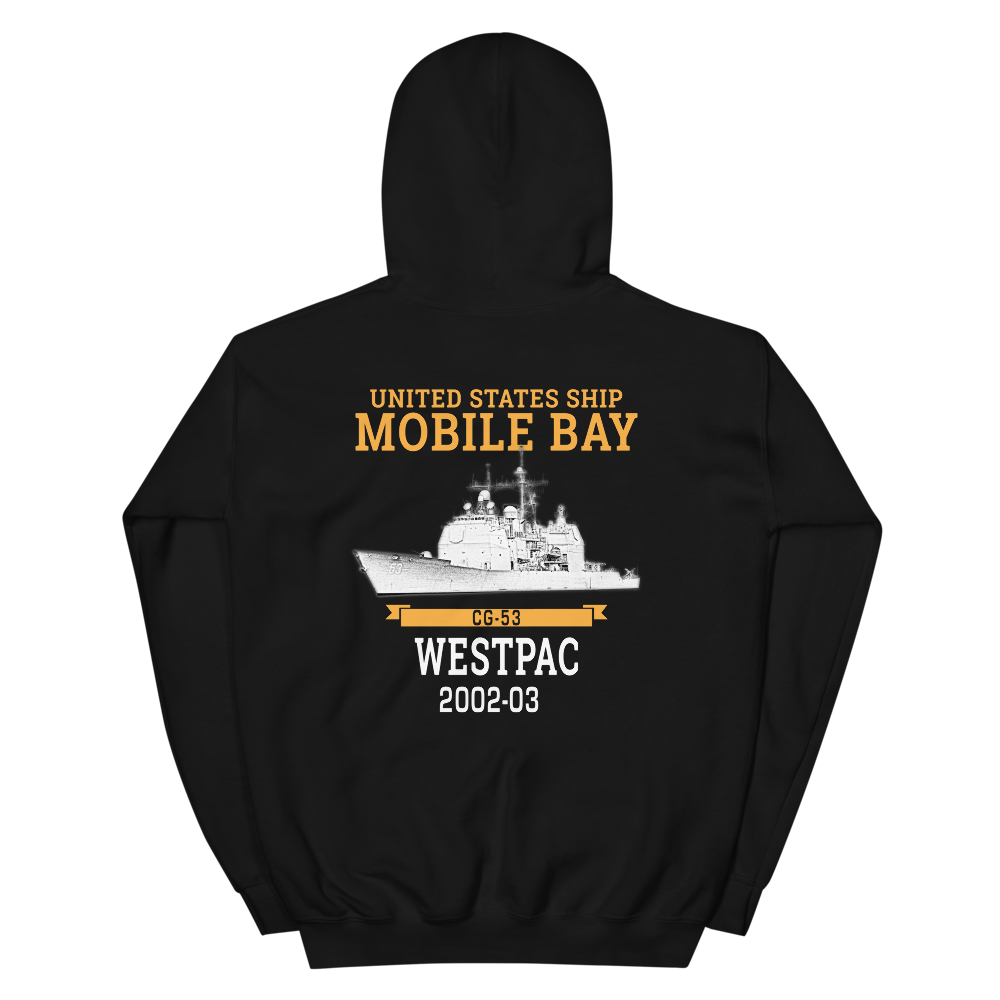 USS Mobile Bay (CG-53) 2002-03 Deployment Hoodie – back view, black