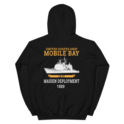 USS Mobile Bay (CG-53) 1989 Deployment Hoodie – back view, black