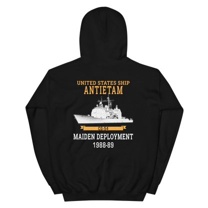 USS Antietam (CG-54) 1988-89 Maiden Deployment Hoodie – back view, black