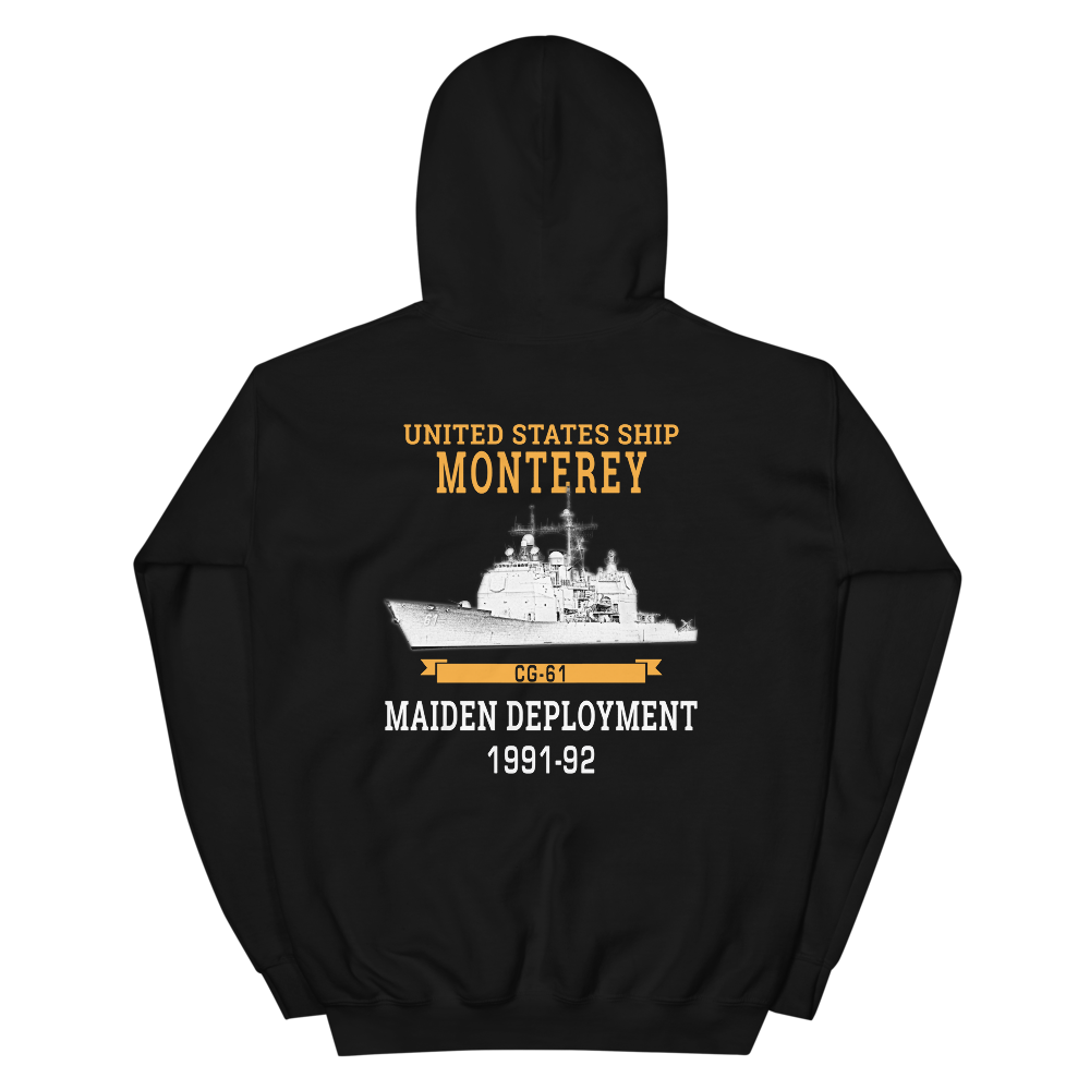 USS Monterey (CG-61) 1991-92 Unisex Hoodie – back view, black