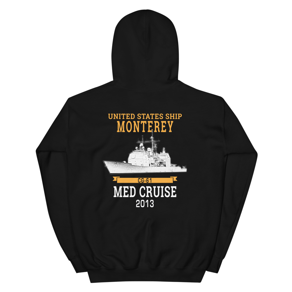 USS Monterey (CG-61) 2013 Unisex Hoodie – back view, black