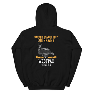 USS Oriskany (CVA-34) 1963-64 WESTPAC Unisex Hoodie – back view, black